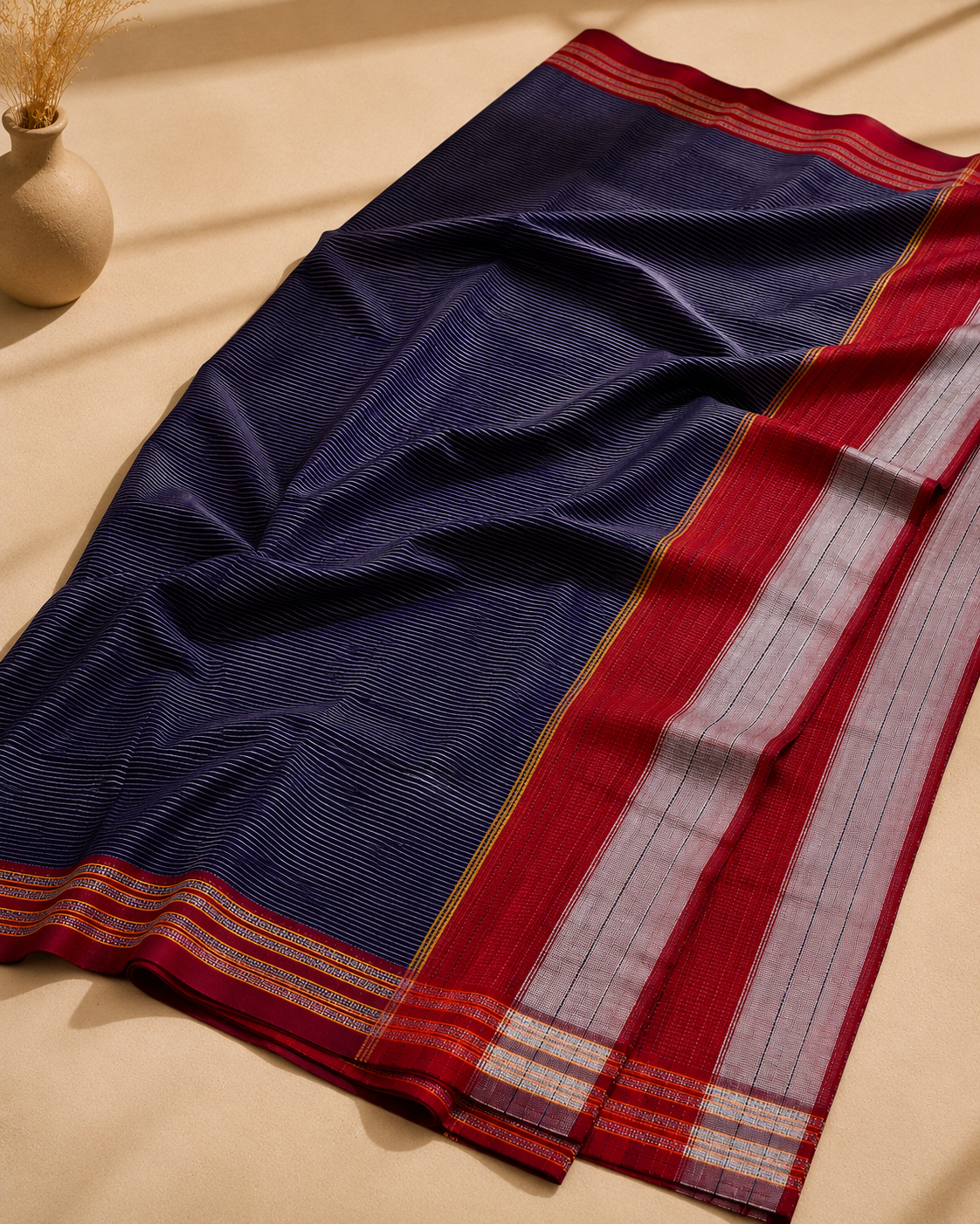 Rutika – Blue Cotton Saree