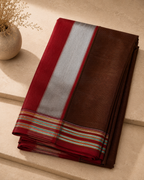 Rutva – Golden Brown Cotton Saree