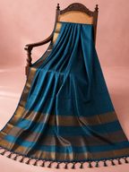 Sagarika – Blue Checked Maheshwari Silk Saree