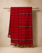 Shamal – Red Cotton Saree with Kantha Work