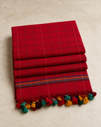 Shamal – Red Cotton Saree with Kantha Work
