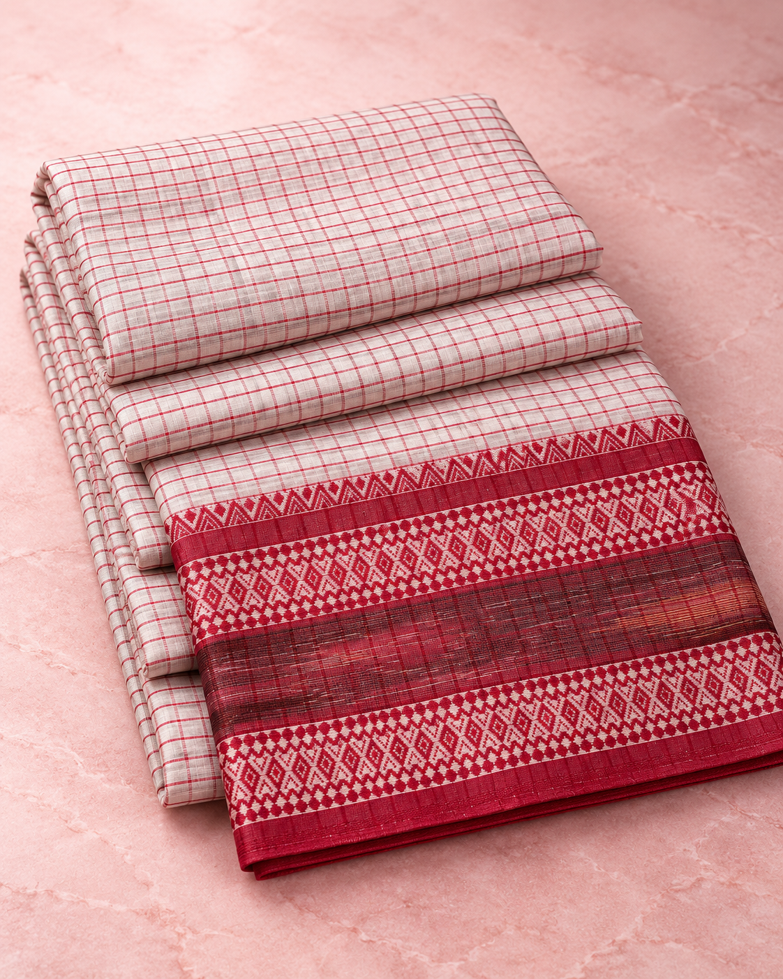 Shubhra – White Cotton Saree with Red Border