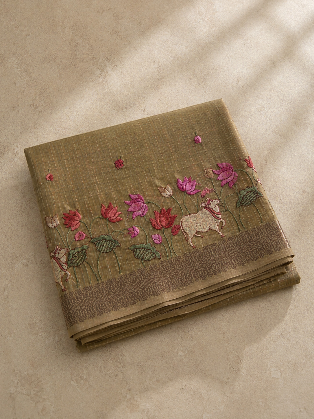 Snehal – Cotton Saree with Pichwai Embroidery