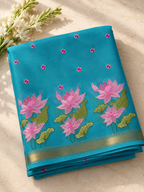 Suman – Cotton Saree with Lotus Embroidery