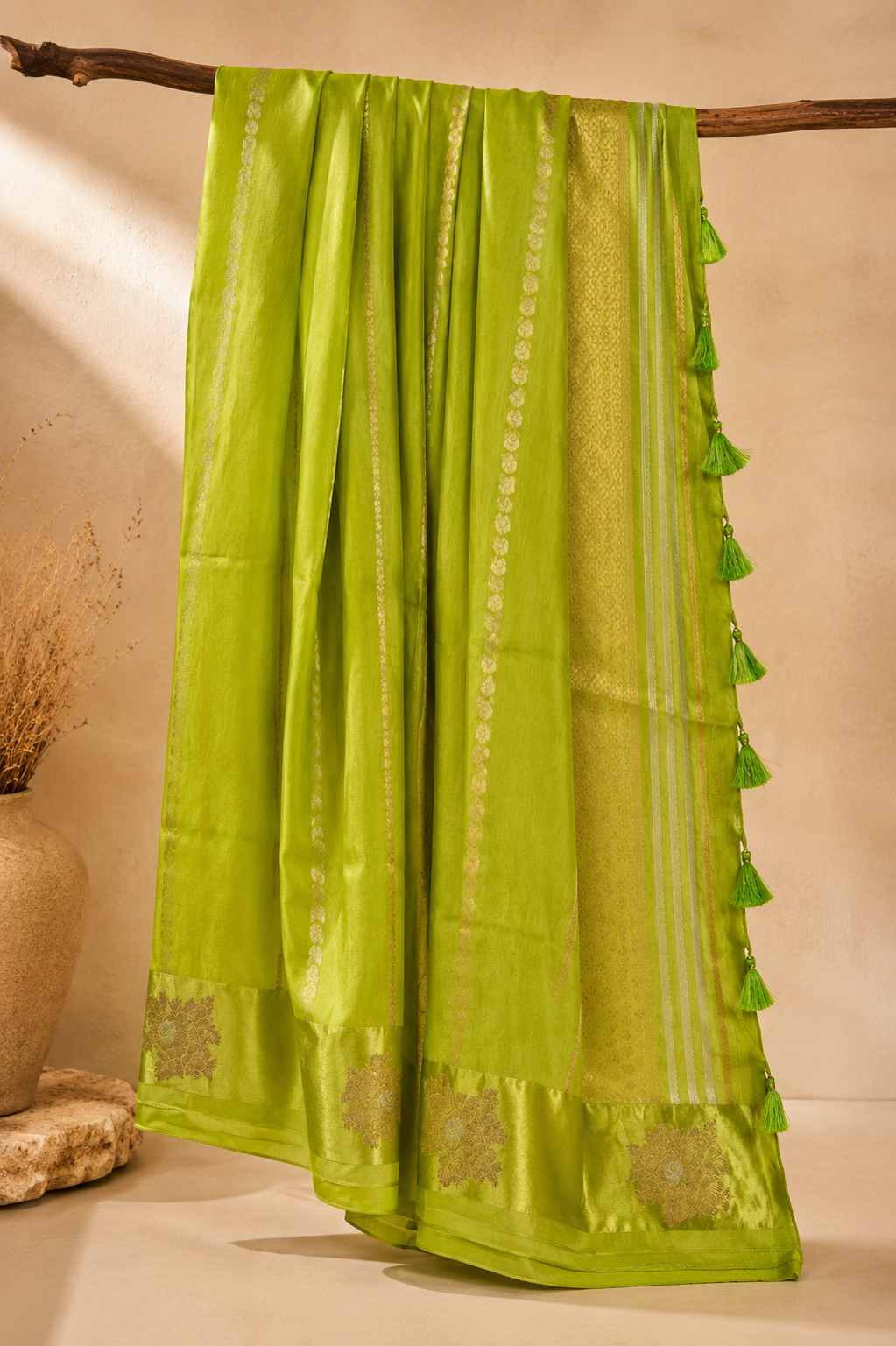 Tara – Pistachio Green Banarasi Silk Saree