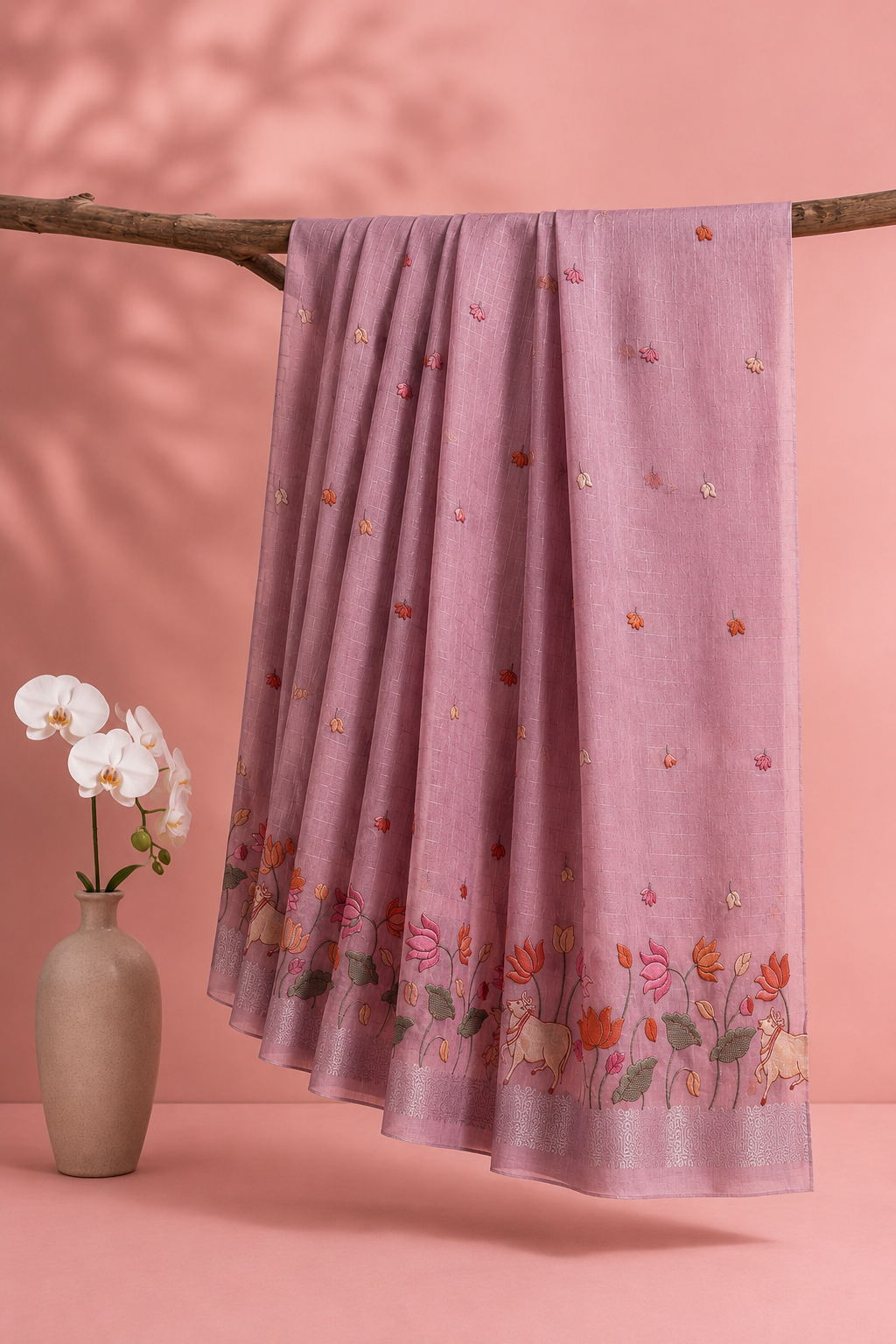 Vaibhavi – Cotton Saree with Pichwai Embroidery