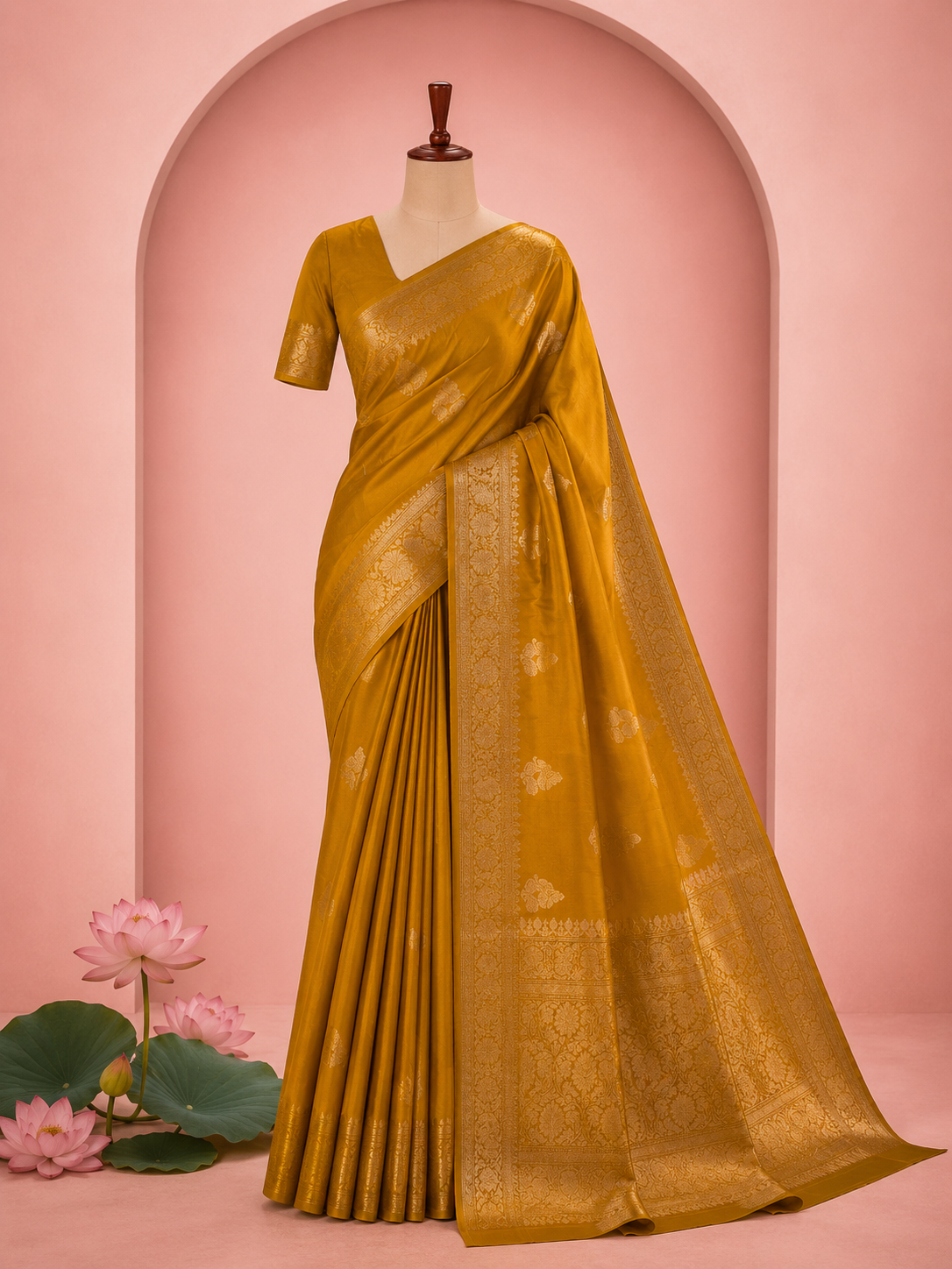 Aaradhana – Honey Kora Banarasi Organza Saree