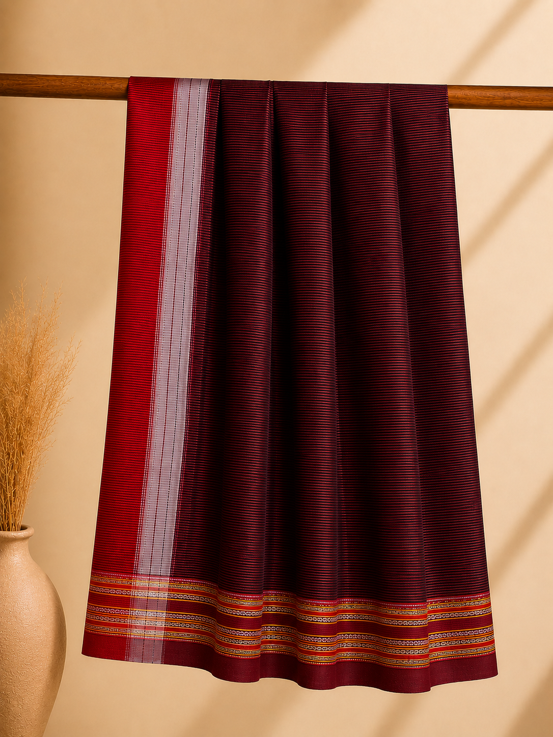 Vedanshi – Brick Red Cotton Saree
