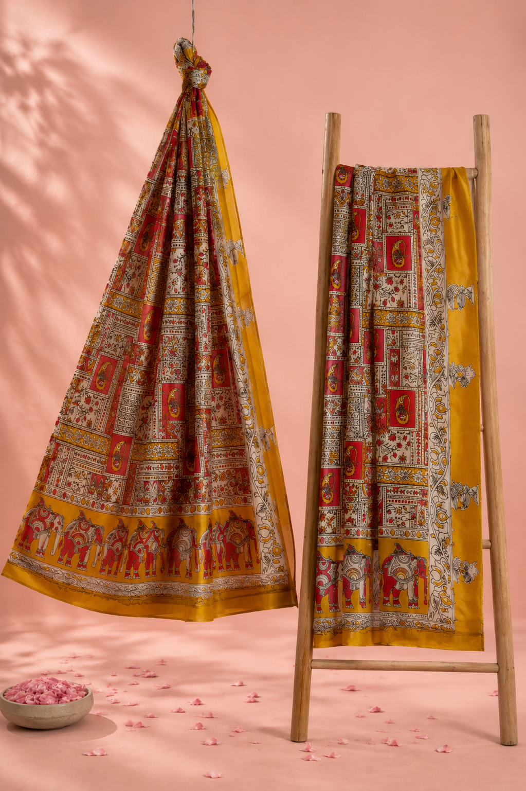 Kirti – Kalamkari Handblock-Printed Cotton Saree