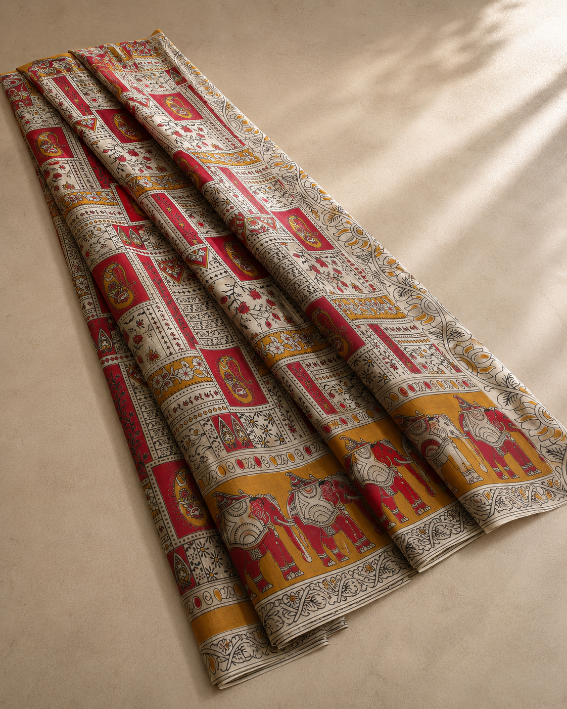 Kirti – Kalamkari Handblock-Printed Cotton Saree