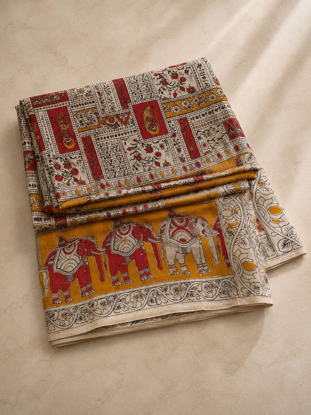 Kirti – Kalamkari Handblock-Printed Cotton Saree