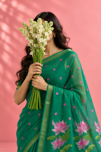 Vimal – Cotton Saree with Lotus Embroidery