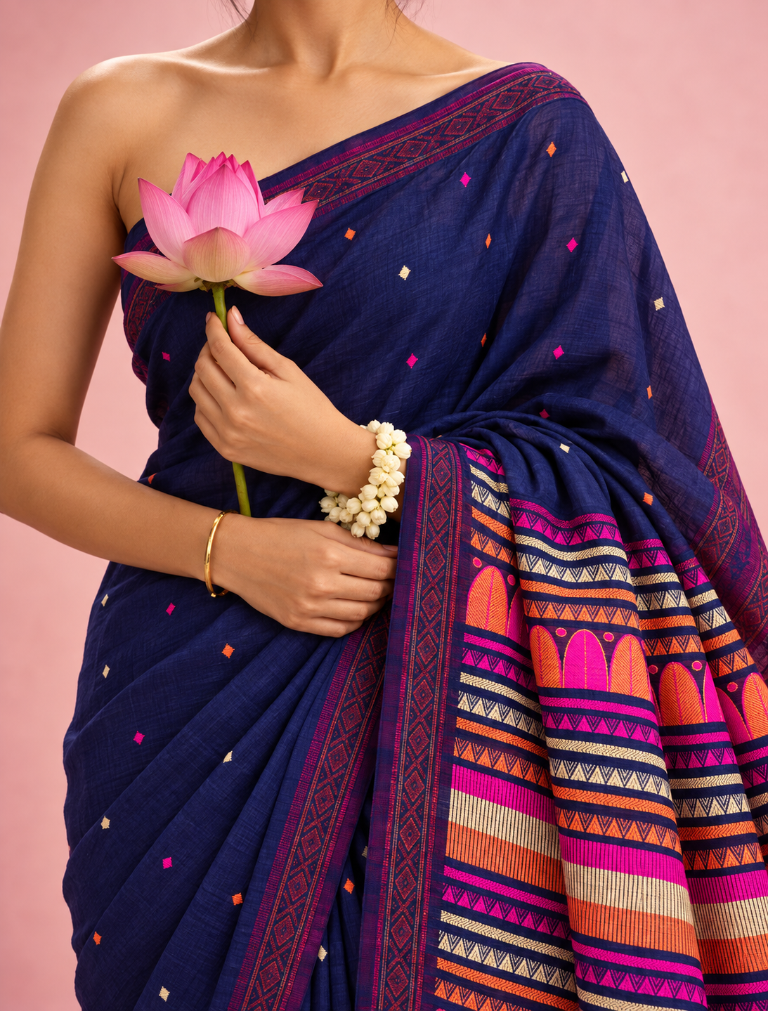 Yogini – Blue Cotton Dongria Saree