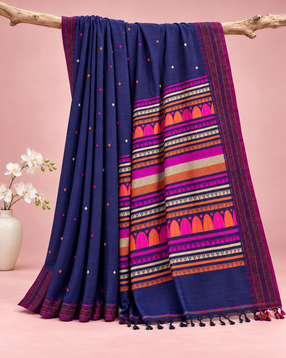 Yogini – Blue Cotton Dongria Saree