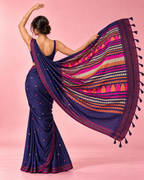 Yogini – Blue Cotton Dongria Saree