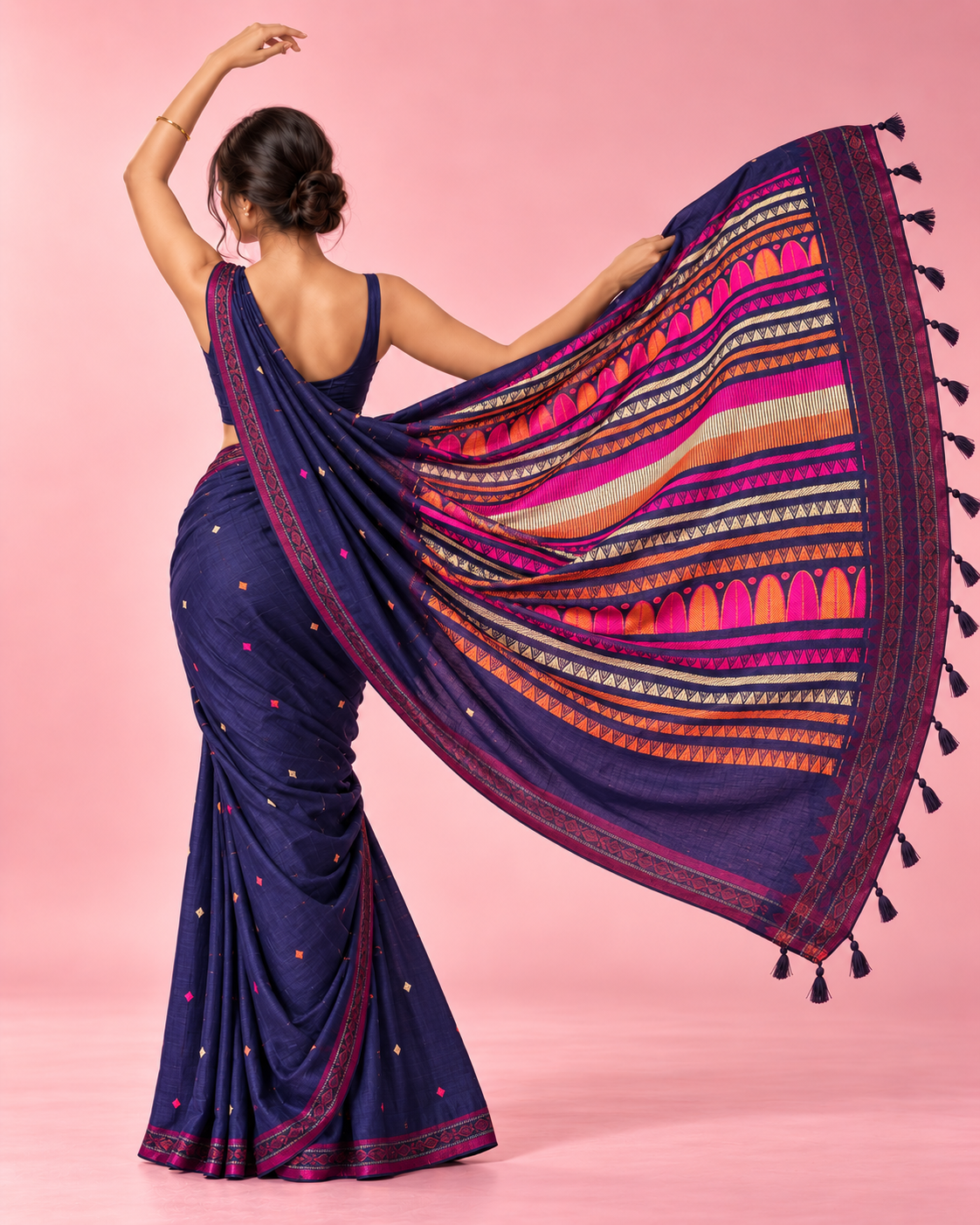 Yogini – Blue Cotton Dongria Saree