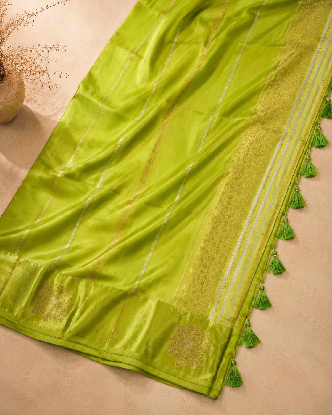 Tara – Pistachio Green Banarasi Silk Saree